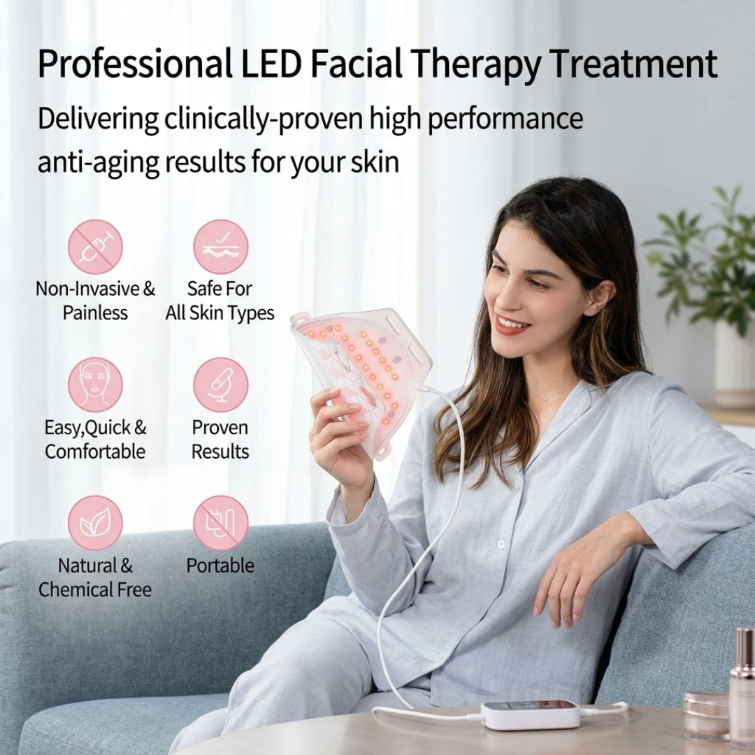 Red Light Therapy for Face, Led Face Mask Light Therapy, Infrared Red Light Therapy Mask, Advanced Anti-Aging Wrinkle Acne Removal Skin Care Device for All Skin Types at Home