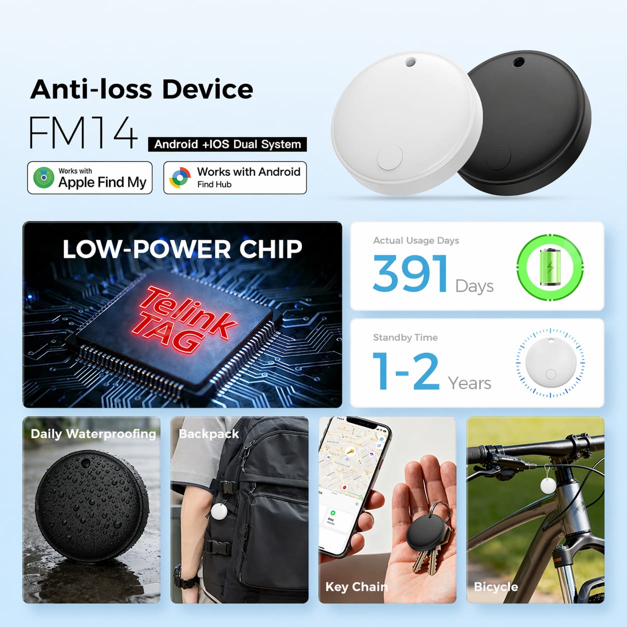 New Model for Android, Google Find Hub / for Apple, Find My Device Smart Locator Anti-Loss Tracker, Mini Ultra-Thin Portable, Suitable for Luggage, Keys, Wallets, etc