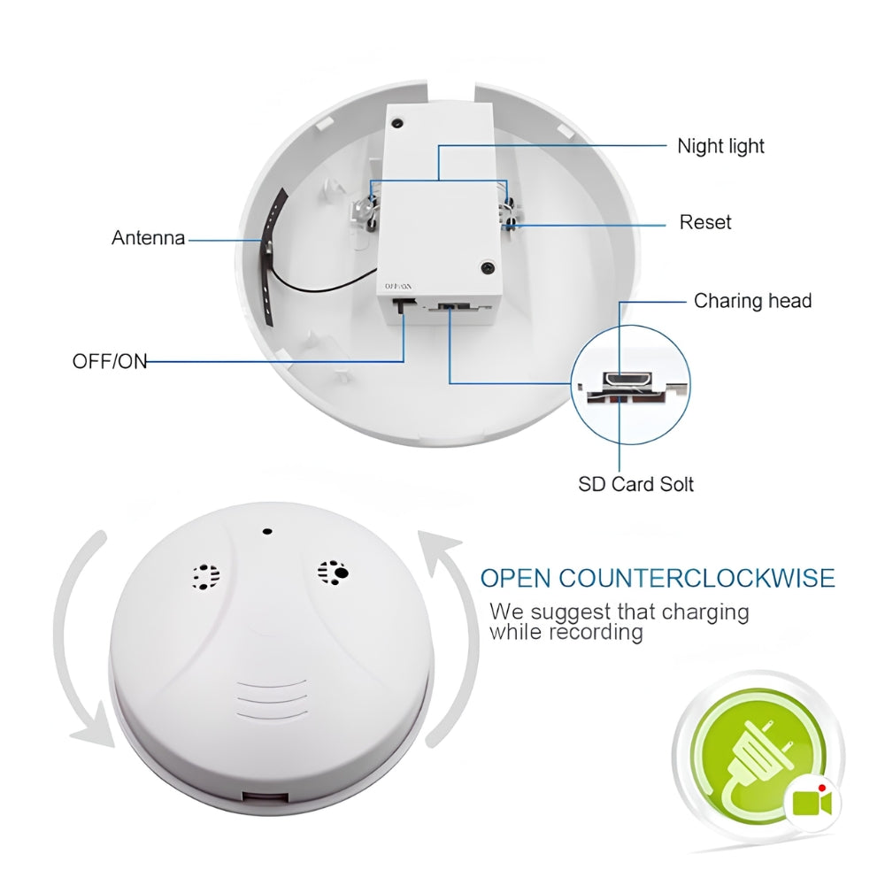 Smoke Detector Camera HD 1080P WiFi Wireless Cam Video Recorder with Motion Detector/Night Vision